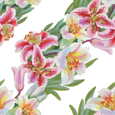 Renkli lily çiçekler seamless modeli