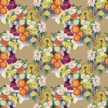 Renkli çiçeklerle kusursuz desen