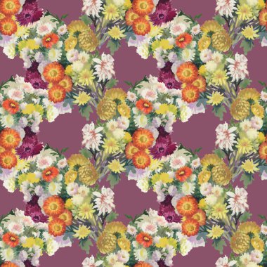 Renkli çiçeklerle kusursuz desen