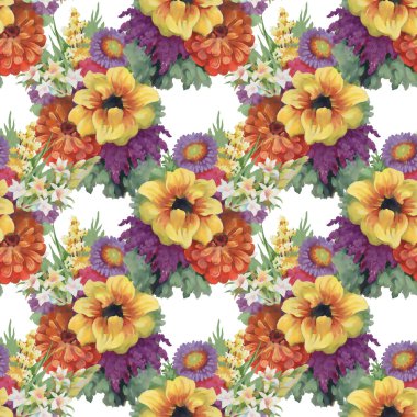 Renkli çiçeklerle kusursuz desen