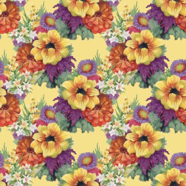 Renkli çiçeklerle kusursuz desen