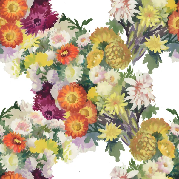 Seamless pattern with colorful flowers — Stock Photo, Image