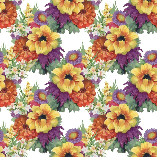 Patrón sin costuras con flores de colores — Foto de Stock