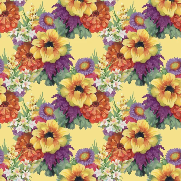 Seamless pattern with colorful flowers — Stock Photo, Image