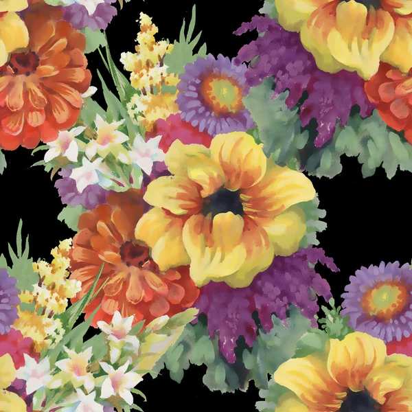 Patrón sin costuras con flores de colores —  Fotos de Stock