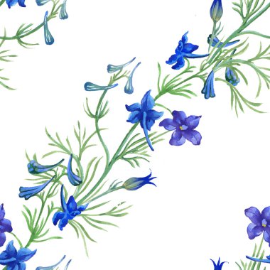 Mavi suluboya kır çiçekleri