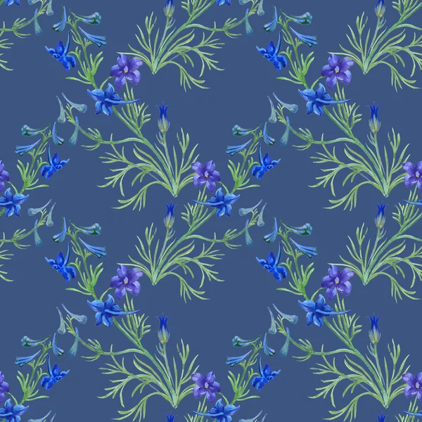 Azul aquarela flores silvestres — Fotografia de Stock