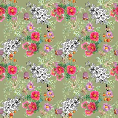 Sulu Boya çiçekler arka plan