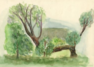 Sulu Boya doğa manzara