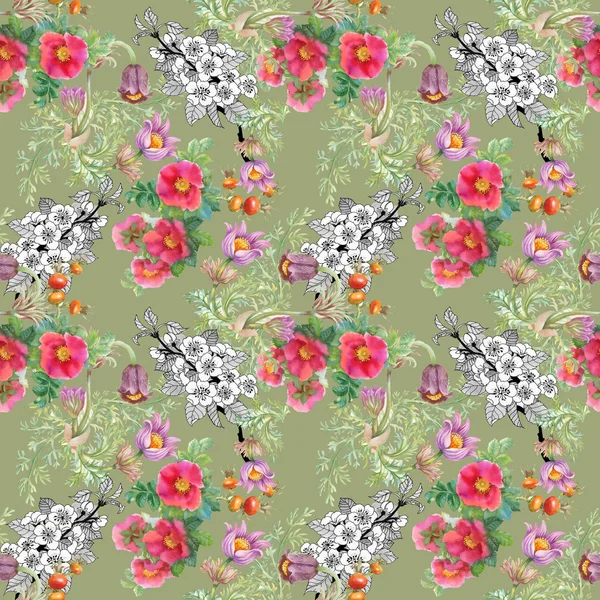 Watercolor wildflowers background — Stock Photo, Image