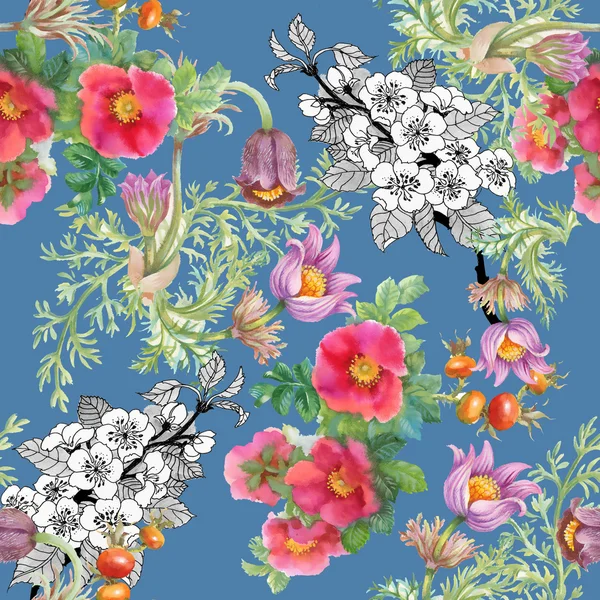 Aquarell Wildblumen Hintergrund — Stockfoto