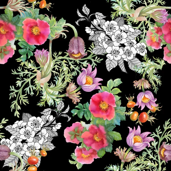 Watercolor wildflowers background