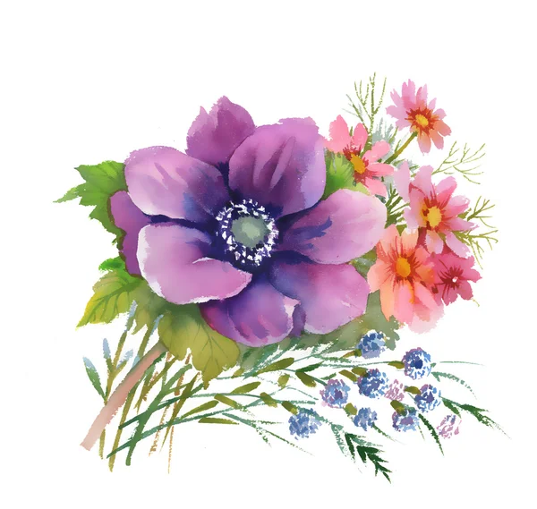 Όμορφο μπουκέτο λουλούδια της ανεμώνης — Φωτογραφία Αρχείου