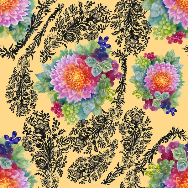 Renkli Bahçe Şakayık çiçek desenli — Stok fotoğraf