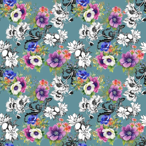 Colorful garden flowers background — Stock Photo, Image