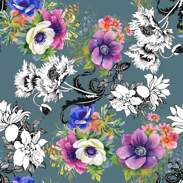 Bunte Garten Blumen Hintergrund — Stockfoto