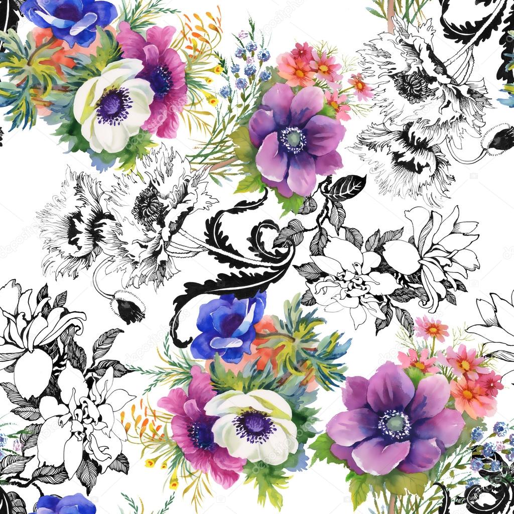 Colorful garden flowers background