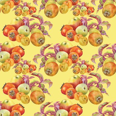 Yaprakları ve elma ile Trabzon hurması