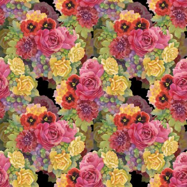 Çiçekler ve üzüm doku