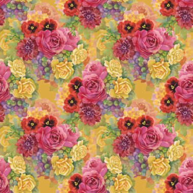 Çiçekler ve üzüm doku