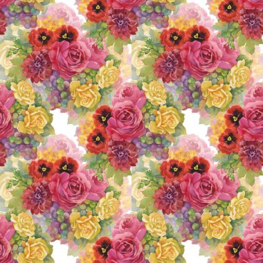 Çiçekler ve üzüm doku