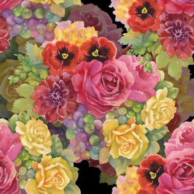 Çiçekler ve üzüm doku