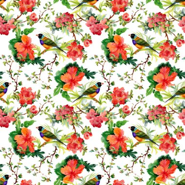 Egzotik kuşlar çiçekler