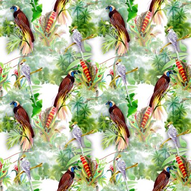 Desen egzotik kuşlar ile