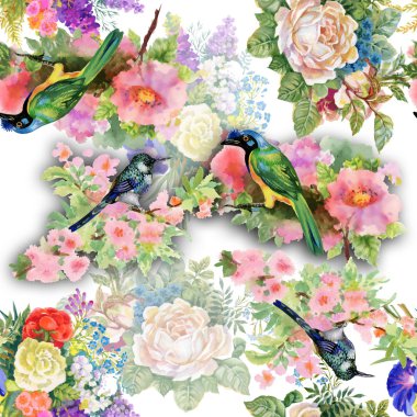 Egzotik kuşlar çiçekler