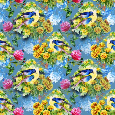 Egzotik kuşlar çiçekler