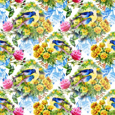 Egzotik kuşlar çiçekler