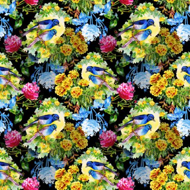 Egzotik kuşlar çiçekler