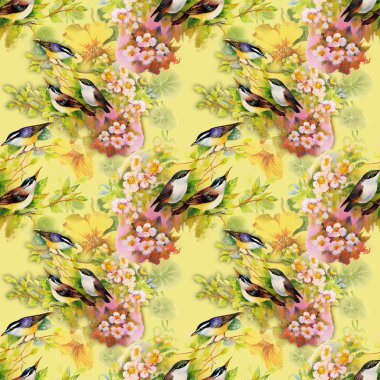 Egzotik kuşlar çiçekler