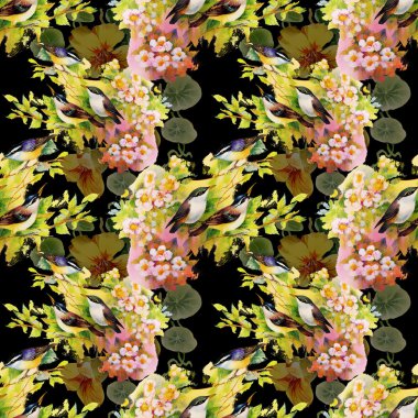 Egzotik kuşlar çiçekler