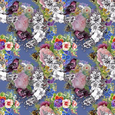 Egzotik kuşlar çiçekler