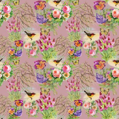 Egzotik kuşlar çiçekler