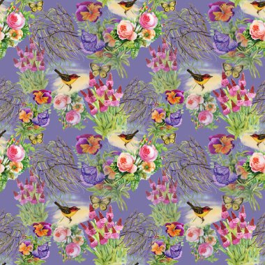 Egzotik kuşlar çiçekler