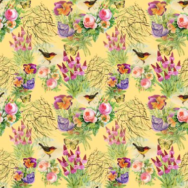 Egzotik kuşlar çiçekler