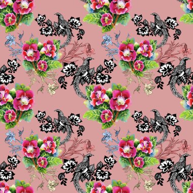 Sülün çiçek renkli desenli