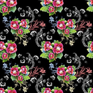 Sülün çiçek renkli desenli