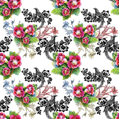 Sülün çiçek renkli desenli