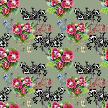 Sülün çiçek renkli desenli