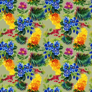 Renkli Bahçe çiçek deseni