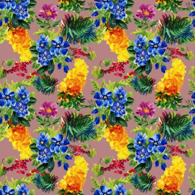 Renkli Bahçe çiçek deseni