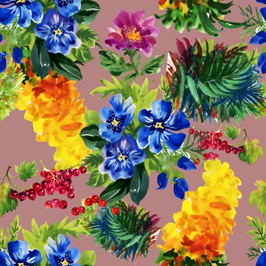 Renkli Bahçe çiçek deseni