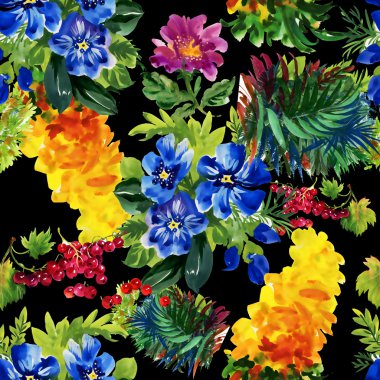 Renkli Bahçe çiçek deseni