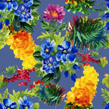 Renkli Bahçe çiçek deseni