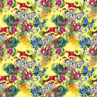 Sülün çiçek renkli desenli