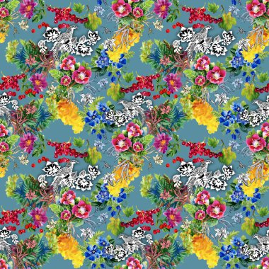 Sülün çiçek renkli desenli