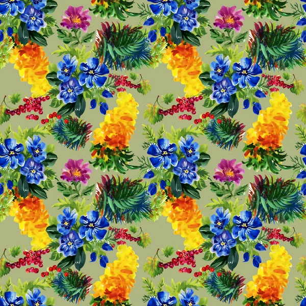 Kolorowe Kwiaty ogrodowe wzór — Zdjęcie stockowe
